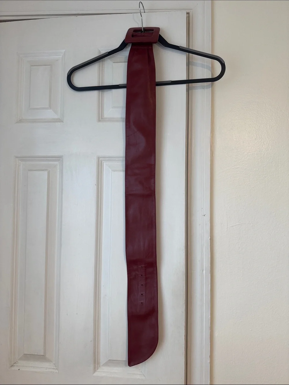 WCM New York Vintage Red Leather Statement Belt Oversized Buckle
